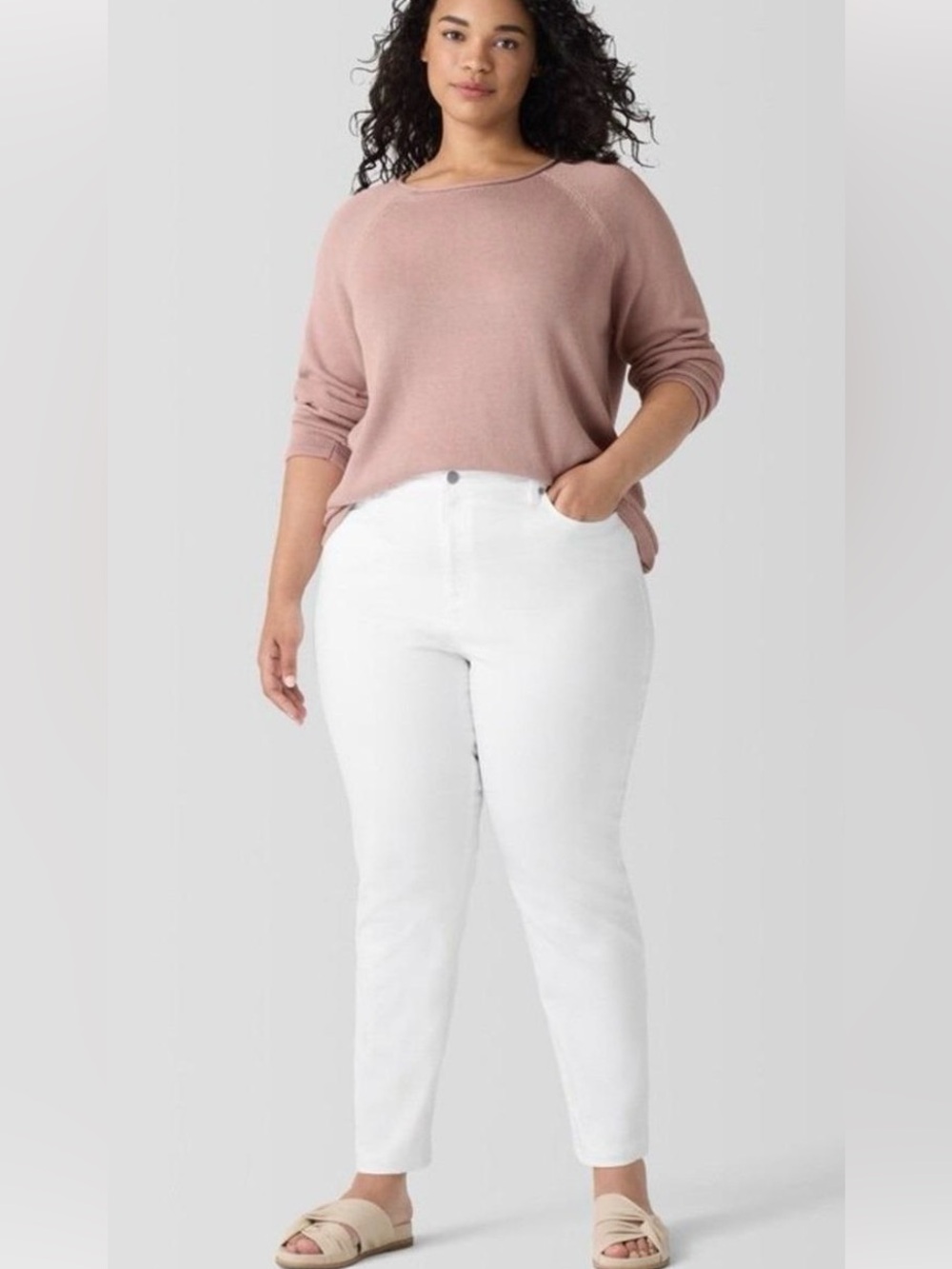 Eileen Fisher Plus Size White Denim Jeans